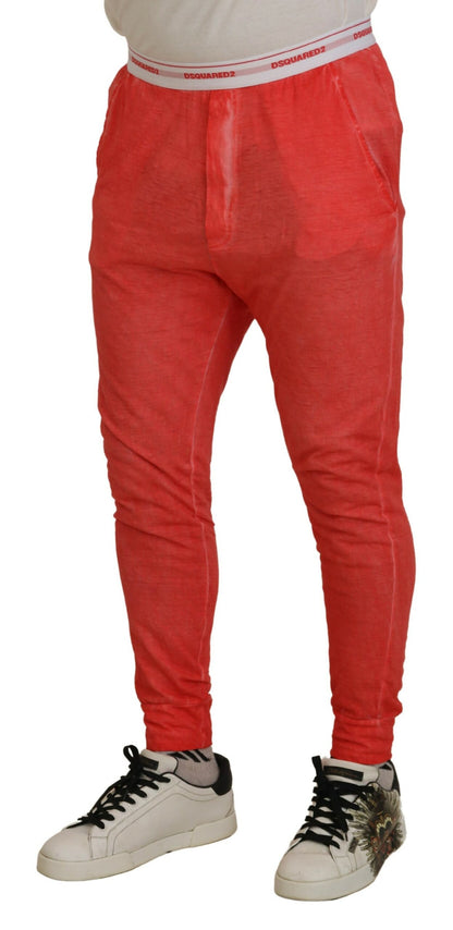 Dsquared² Orange Cotton Elastic Waist Logo Men Pants by Dsquared²