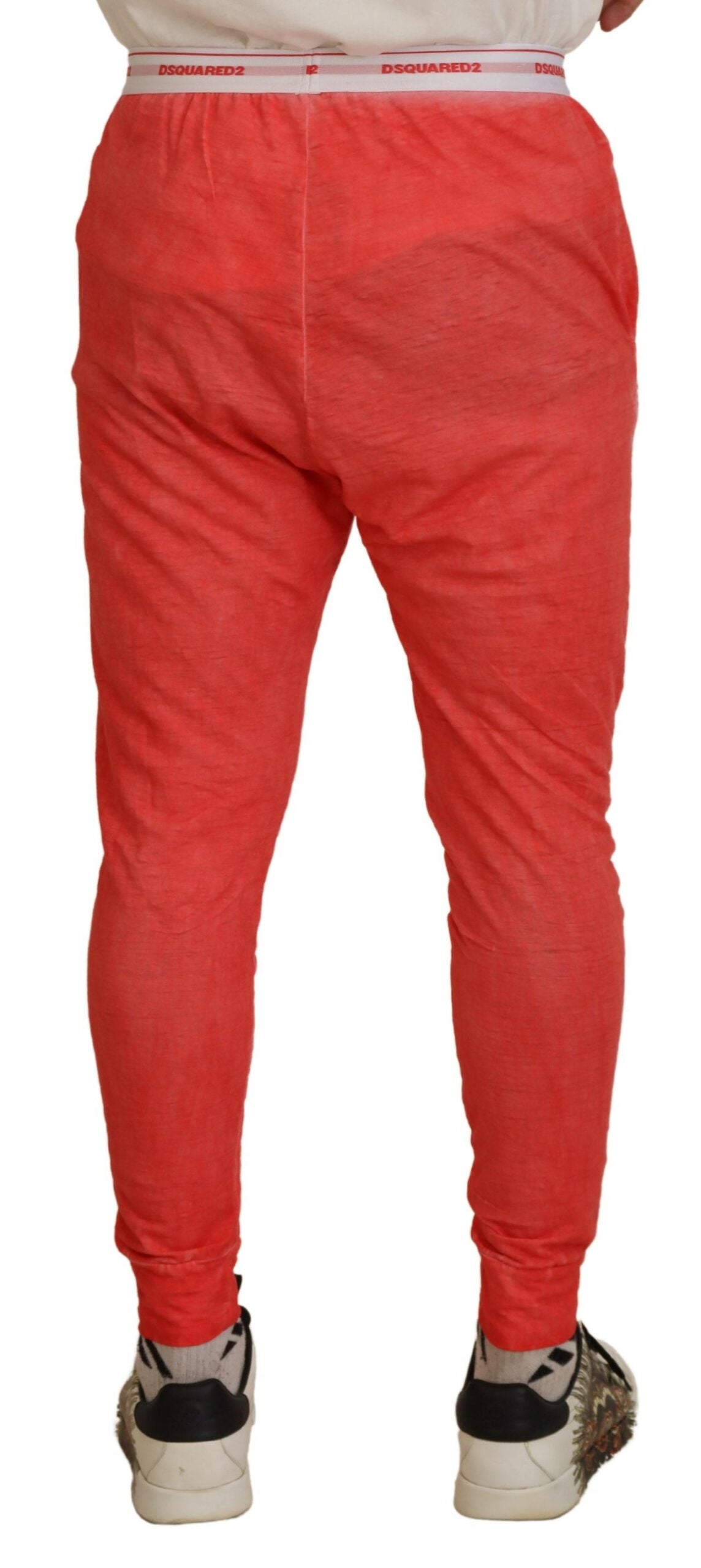 Dsquared² Orange Cotton Elastic Waist Logo Men Pants by Dsquared²