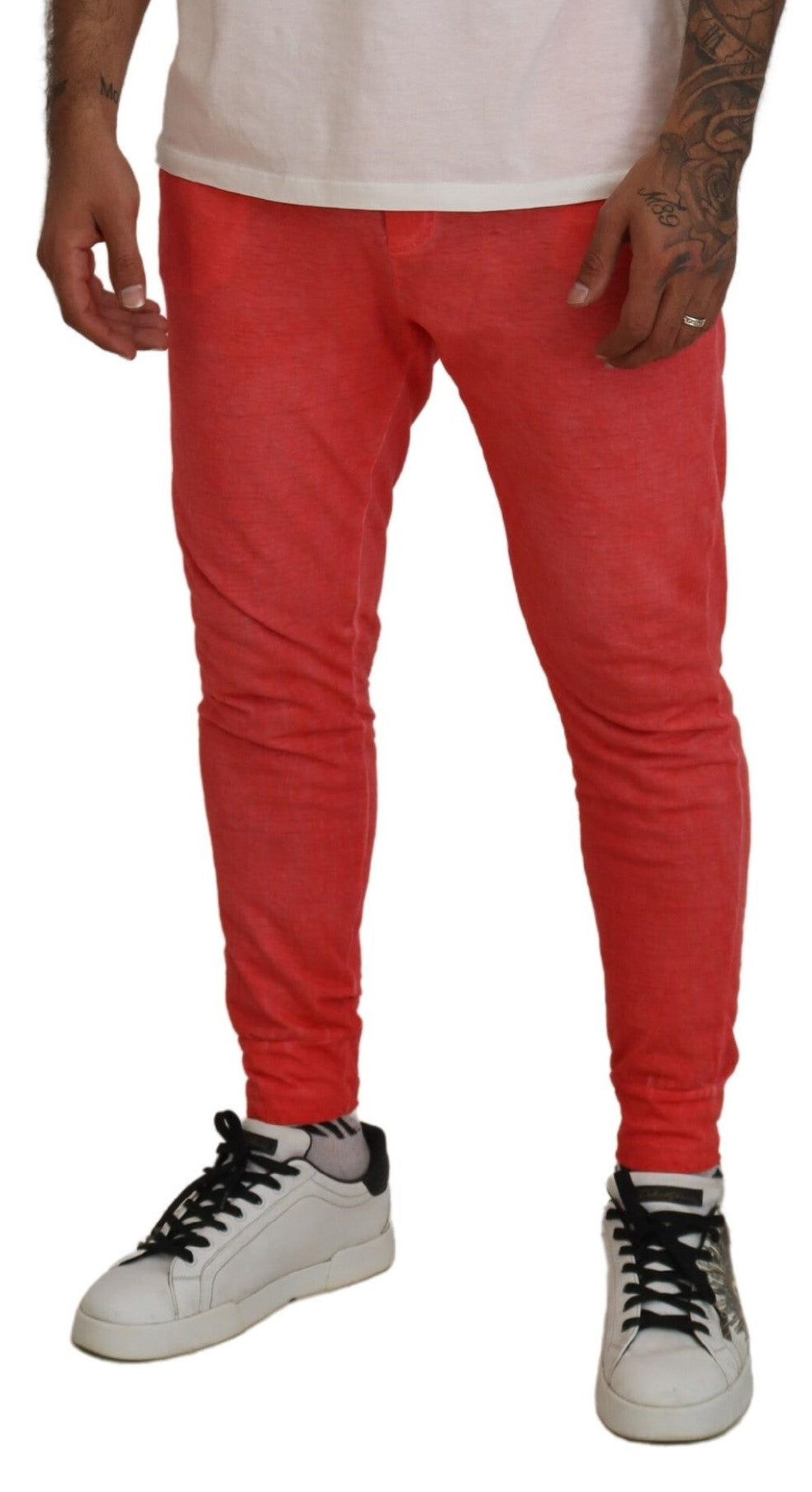 Dsquared² Orange Cotton Elastic Waist Logo Men Pants by Dsquared²