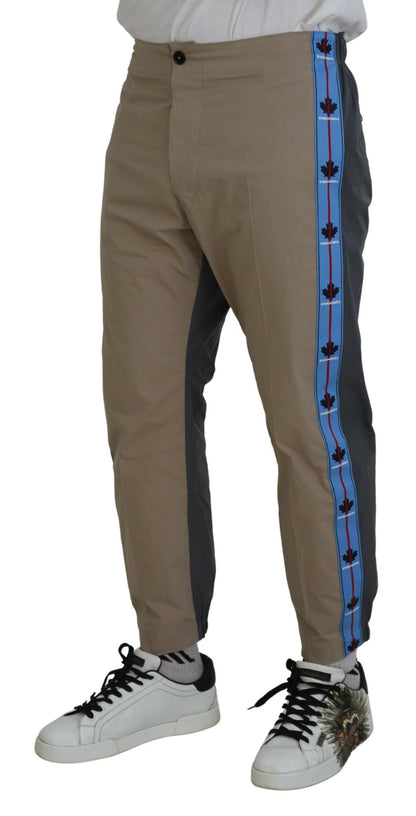 Dsquared² Cotton Brown Gray Two Tone Men Casual Pants by Dsquared²