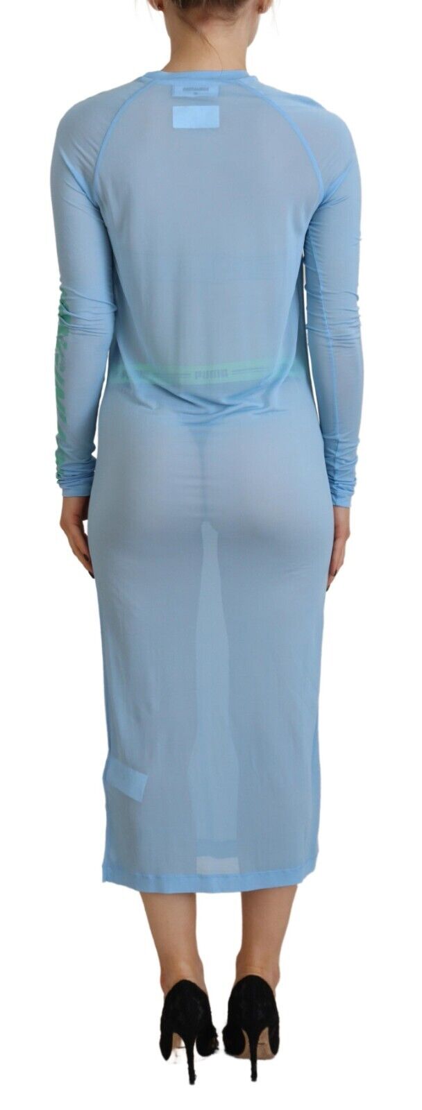 Dsquared² Blue Printed Viscose Long Sleeves Cover Up Dress by Dsquared²