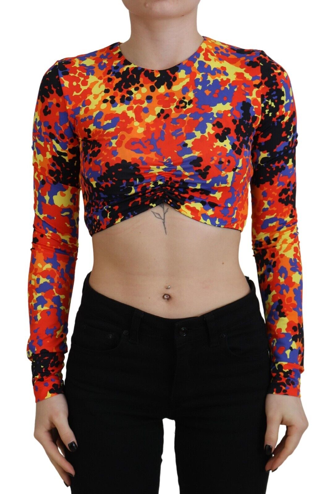 Dsquared² Multicolor Cami Long Sleeves Cropped Blouse Top by Dsquared²