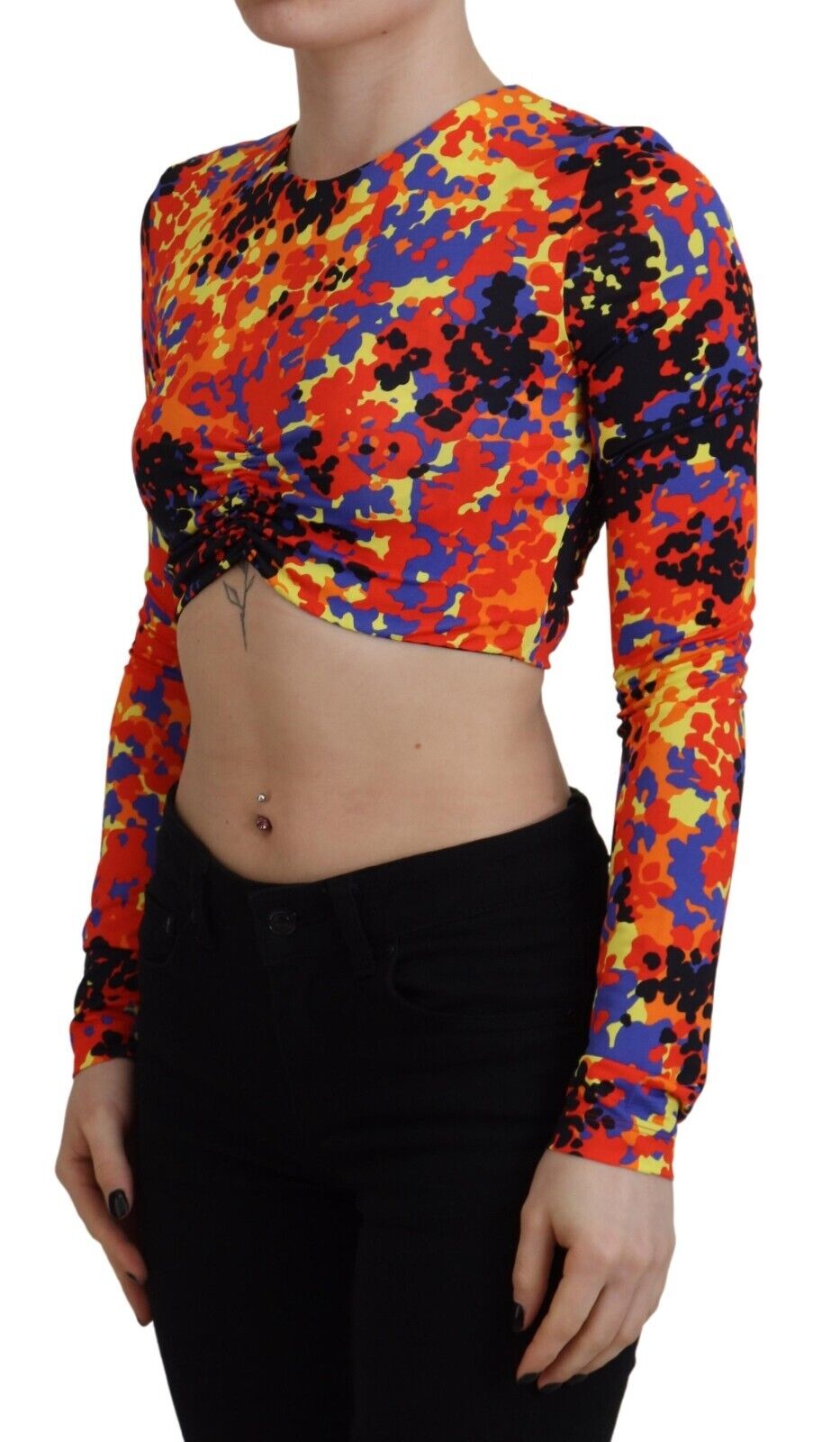 Dsquared² Multicolor Cami Long Sleeves Cropped Blouse Top by Dsquared²