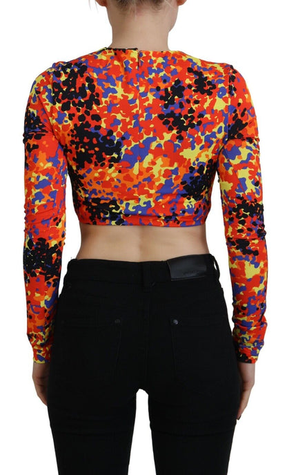 Dsquared² Multicolor Cami Long Sleeves Cropped Blouse Top by Dsquared²