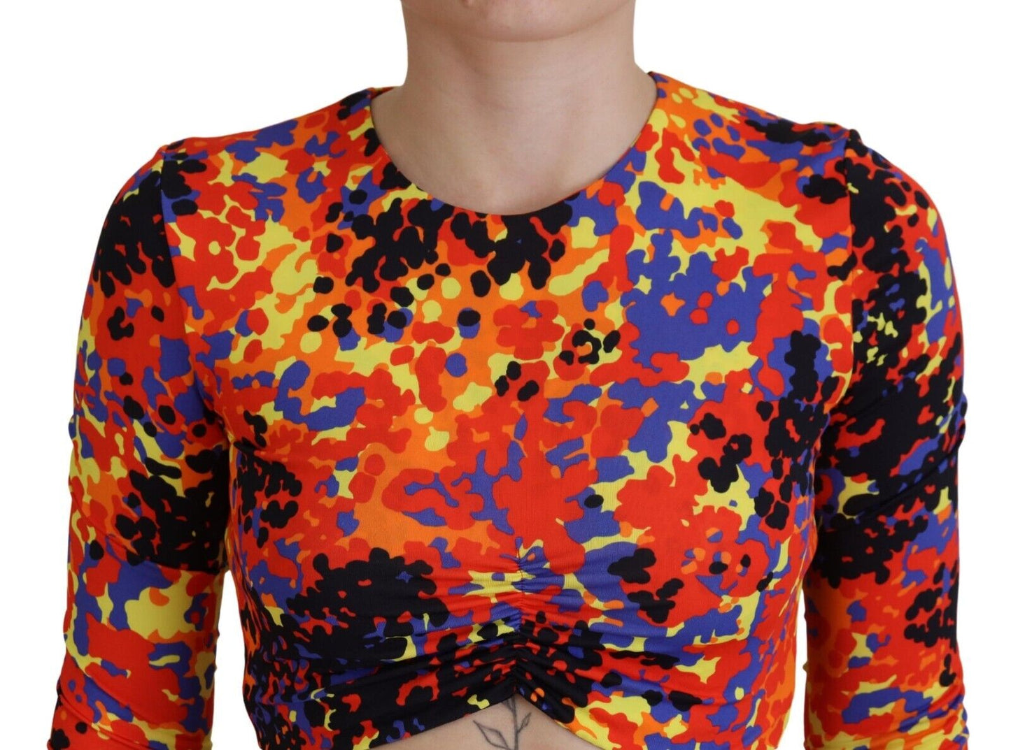 Dsquared² Multicolor Cami Long Sleeves Cropped Blouse Top by Dsquared²