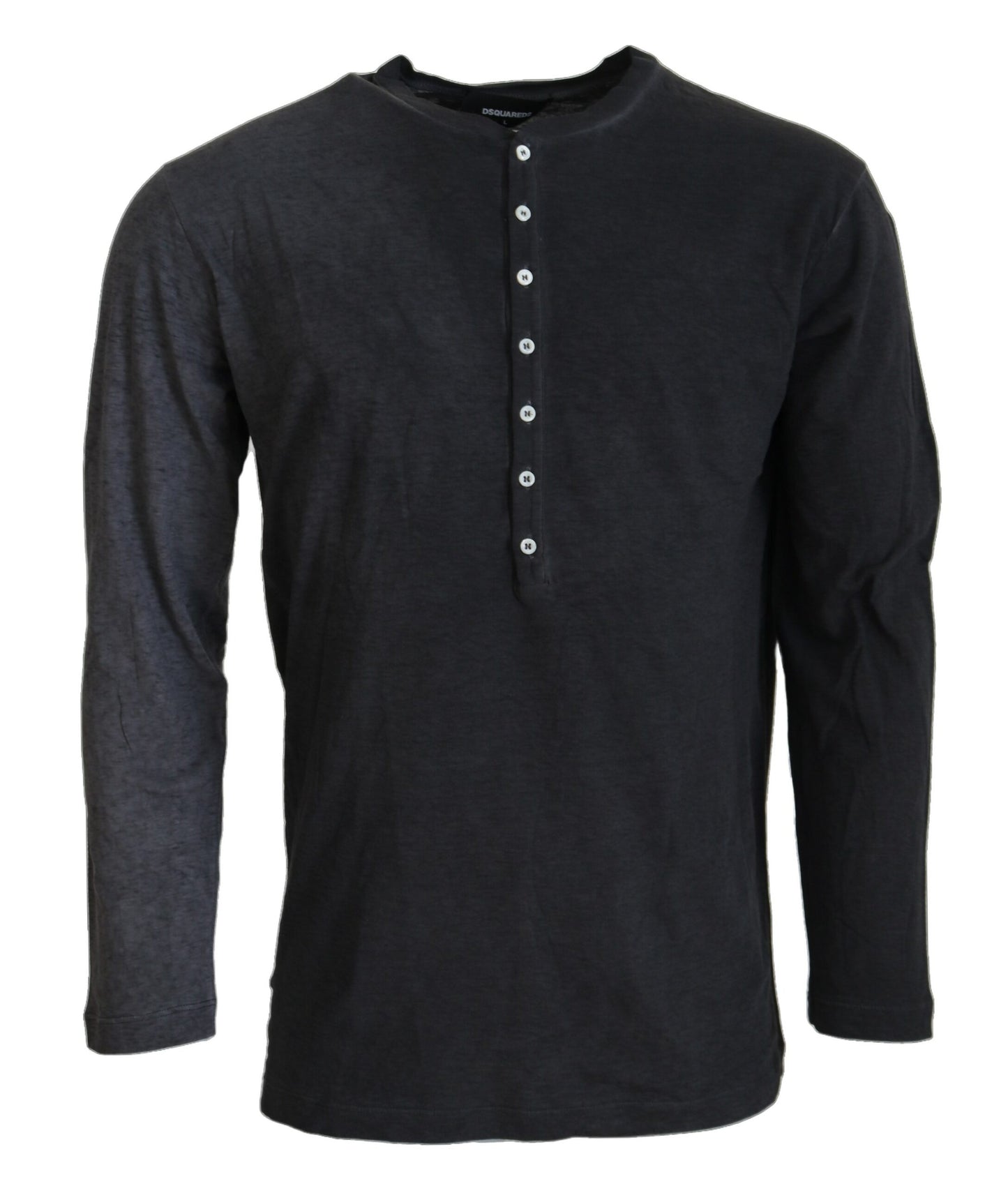 Dsquared² Black Cotton Linen Long Sleeves Pullover Sweater by Dsquared²