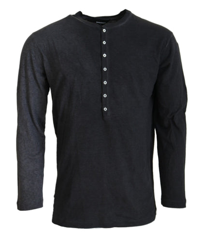 Dsquared² Black Cotton Linen Long Sleeves Pullover Sweater by Dsquared²