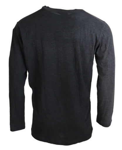 Dsquared² Black Cotton Linen Long Sleeves Pullover Sweater by Dsquared²