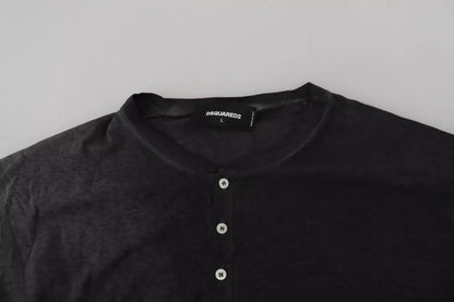 Dsquared² Black Cotton Linen Long Sleeves Pullover Sweater by Dsquared²