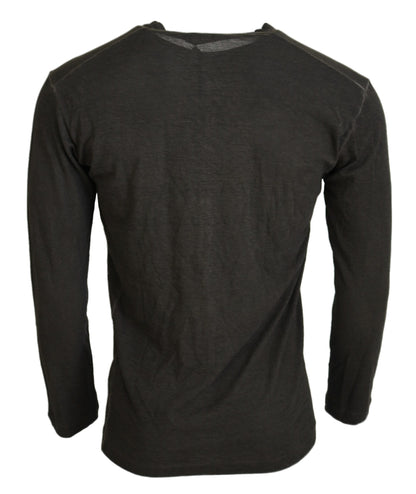 Dsquared² Gray Cotton Linen Long Sleeves Pullover Sweater by Dsquared²