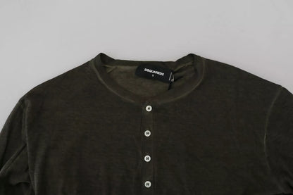 Dsquared² Gray Cotton Linen Long Sleeves Pullover Sweater by Dsquared²
