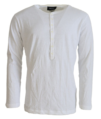 Dsquared² White Cotton Linen Long Sleeves Pullover Sweater by Dsquared²