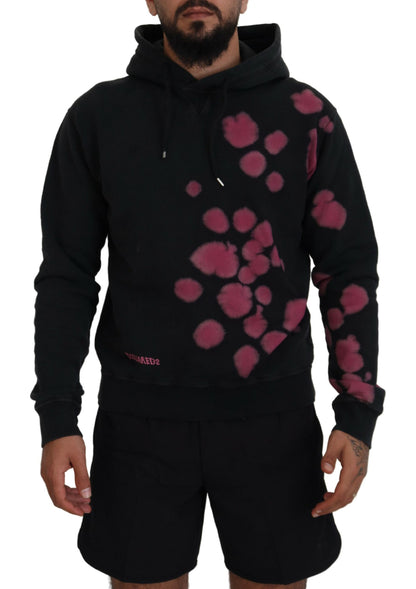 Dsquared² Black Tie Dye Cotton Hooded Sweatshirt Sweater by Dsquared²