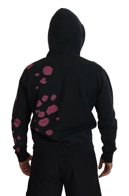 Dsquared² Black Tie Dye Cotton Hooded Sweatshirt Sweater by Dsquared²