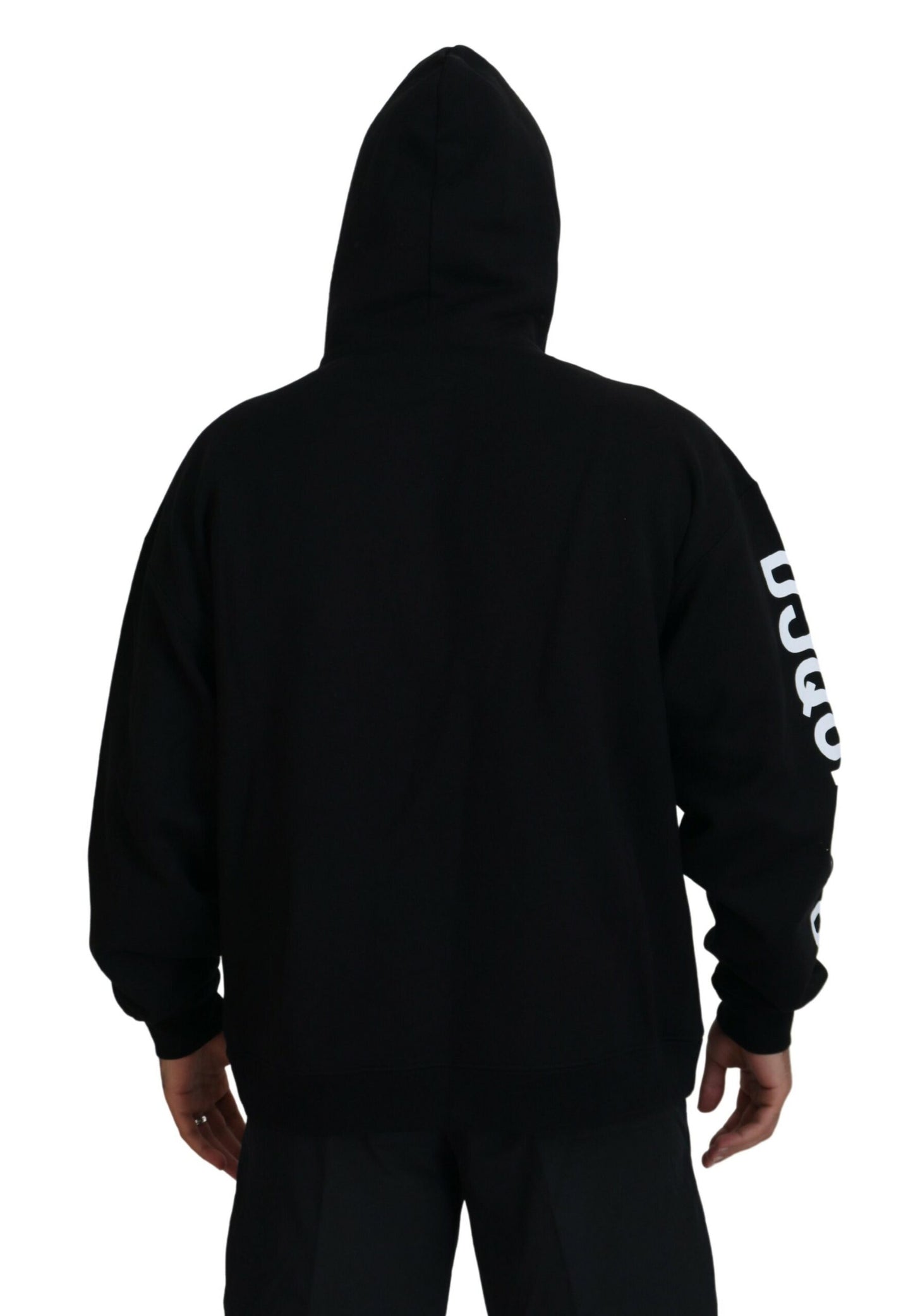 Dsquared² Black Hooded Full Zip Printed Sleeves Sweater by Dsquared²