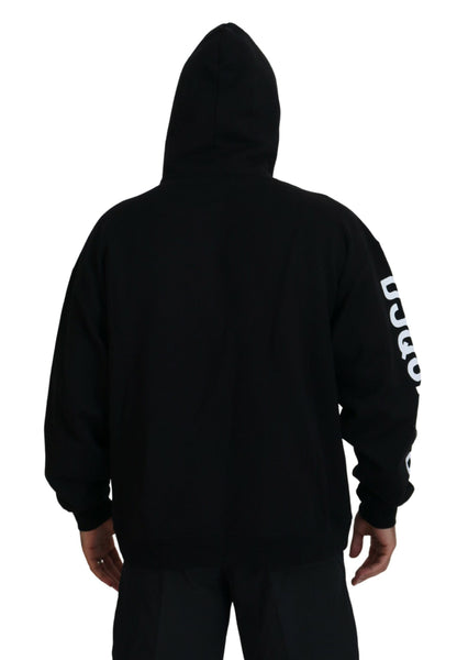 Dsquared² Black Hooded Full Zip Printed Sleeves Sweater by Dsquared²