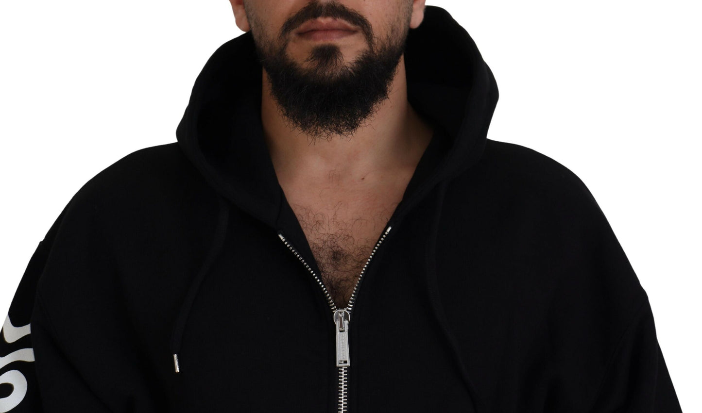 Dsquared² Black Hooded Full Zip Printed Sleeves Sweater by Dsquared²