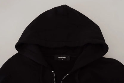 Dsquared² Black Hooded Full Zip Printed Sleeves Sweater by Dsquared²