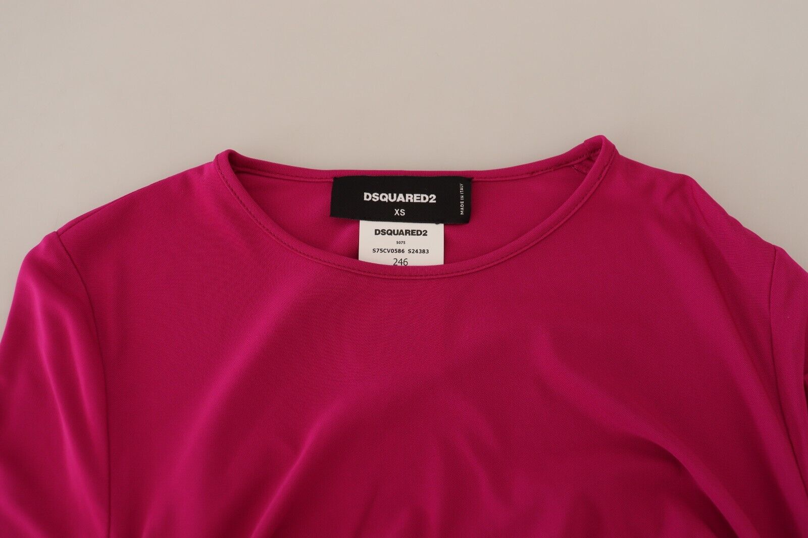 Dsquared² Fuchsia Viscose Long Sleeves Ruched Mini Dress by Dsquared²