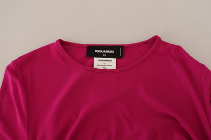 Dsquared² Fuchsia Viscose Long Sleeves Ruched Mini Dress by Dsquared²
