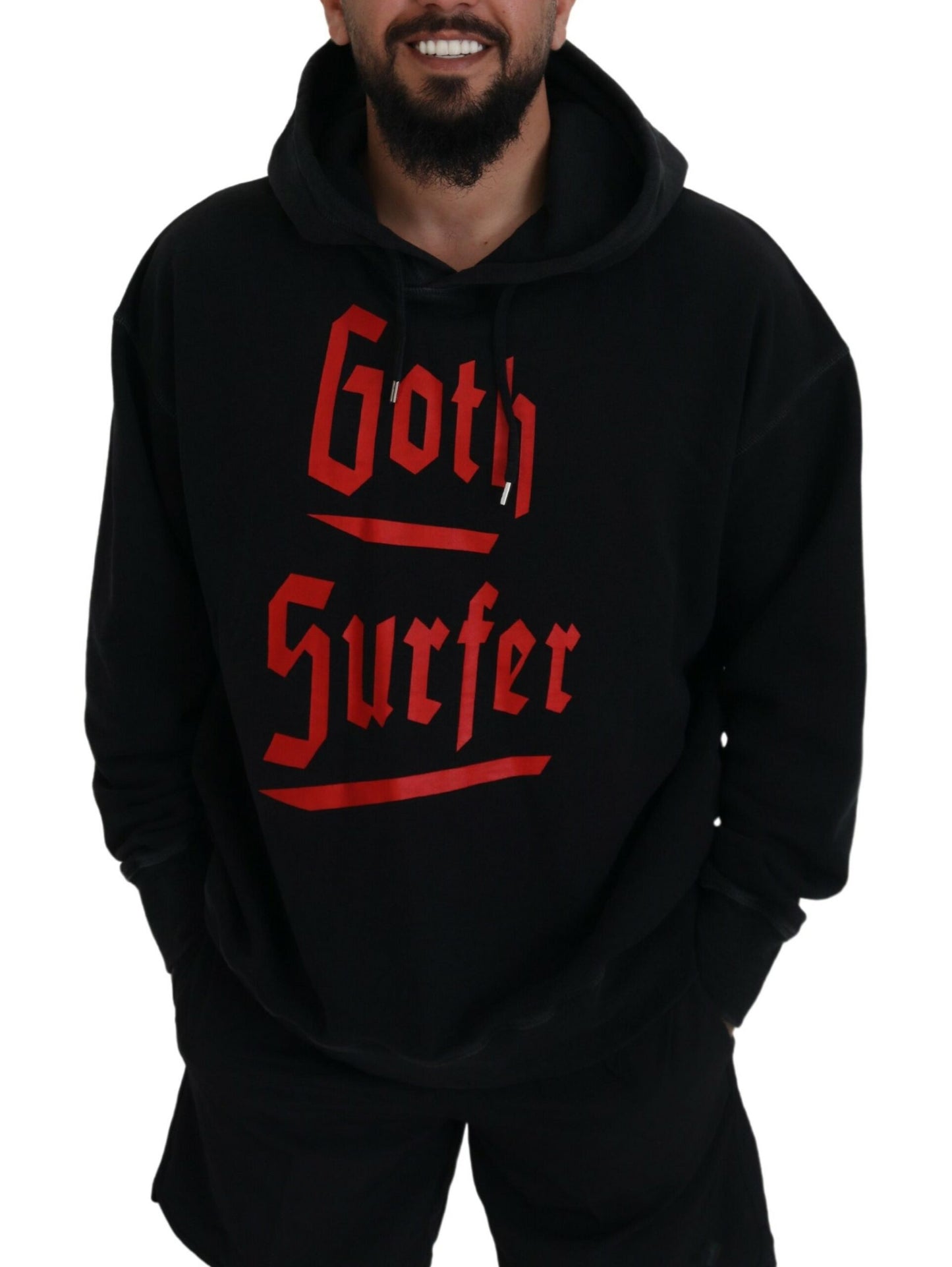 Dsquared² Black Cotton Hooded Printed Men Pullover Sweater by Dsquared²