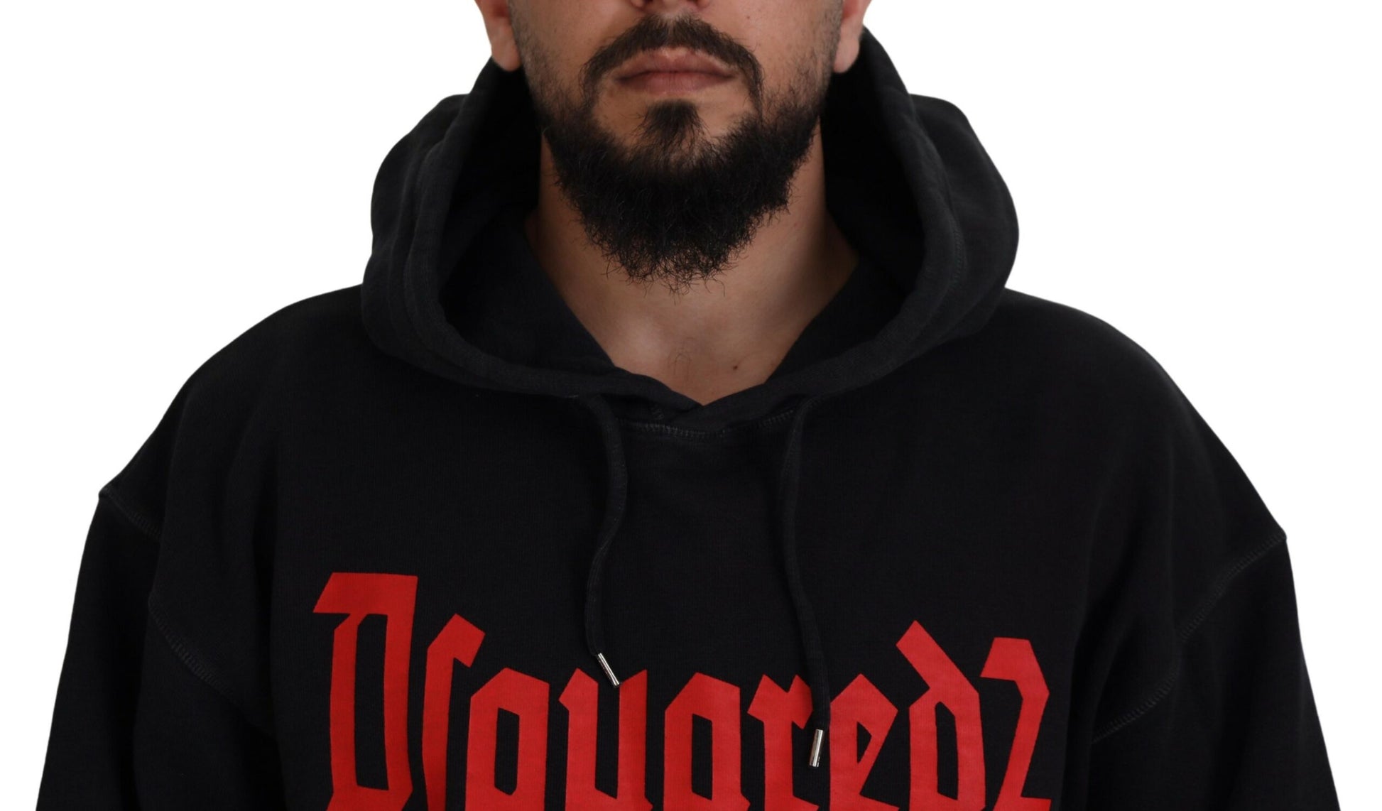 Dsquared² Black Cotton Hooded Printed Men Pullover Sweater by Dsquared²