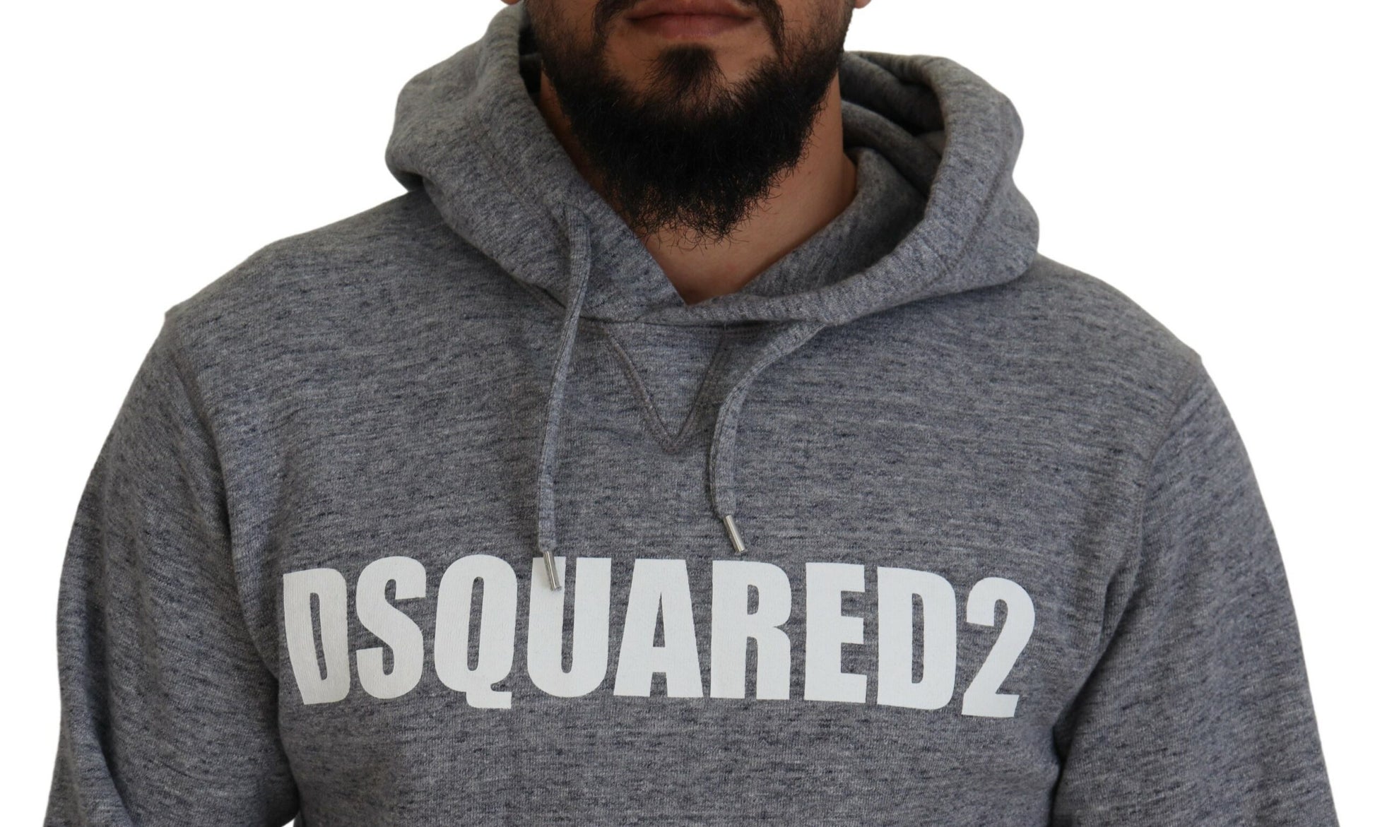 Dsquared² Gray Cotton Hooded Logo Print Men Pullover Sweater by Dsquared²
