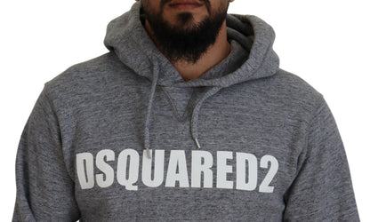 Dsquared² Gray Cotton Hooded Logo Print Men Pullover Sweater by Dsquared²