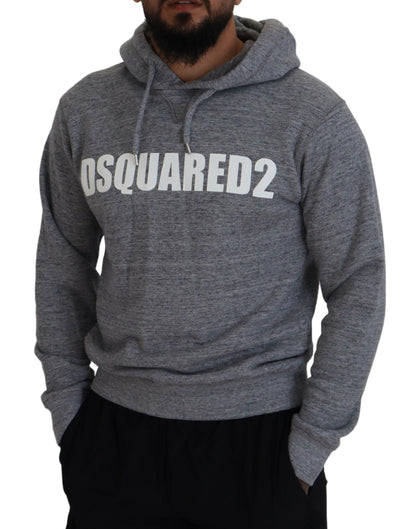 Dsquared² Gray Cotton Hooded Logo Print Men Pullover Sweater by Dsquared²