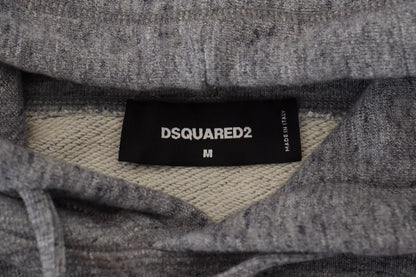 Dsquared² Gray Cotton Hooded Logo Print Men Pullover Sweater by Dsquared²