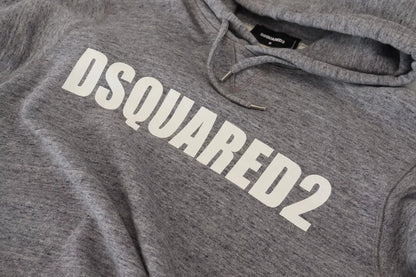 Dsquared² Gray Cotton Hooded Logo Print Men Pullover Sweater by Dsquared²