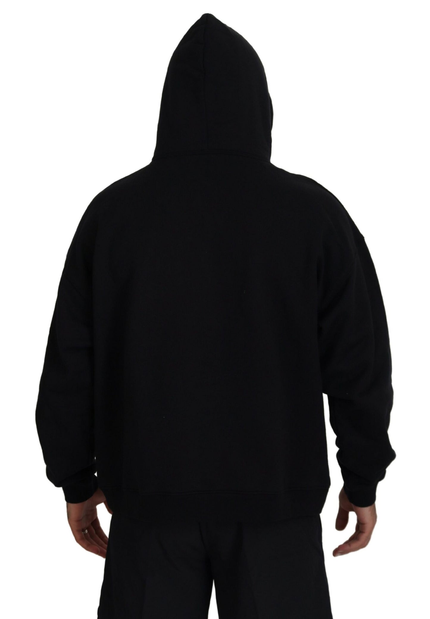 Dsquared² Black Cotton Hooded Printed Men Pullover Sweater by Dsquared²