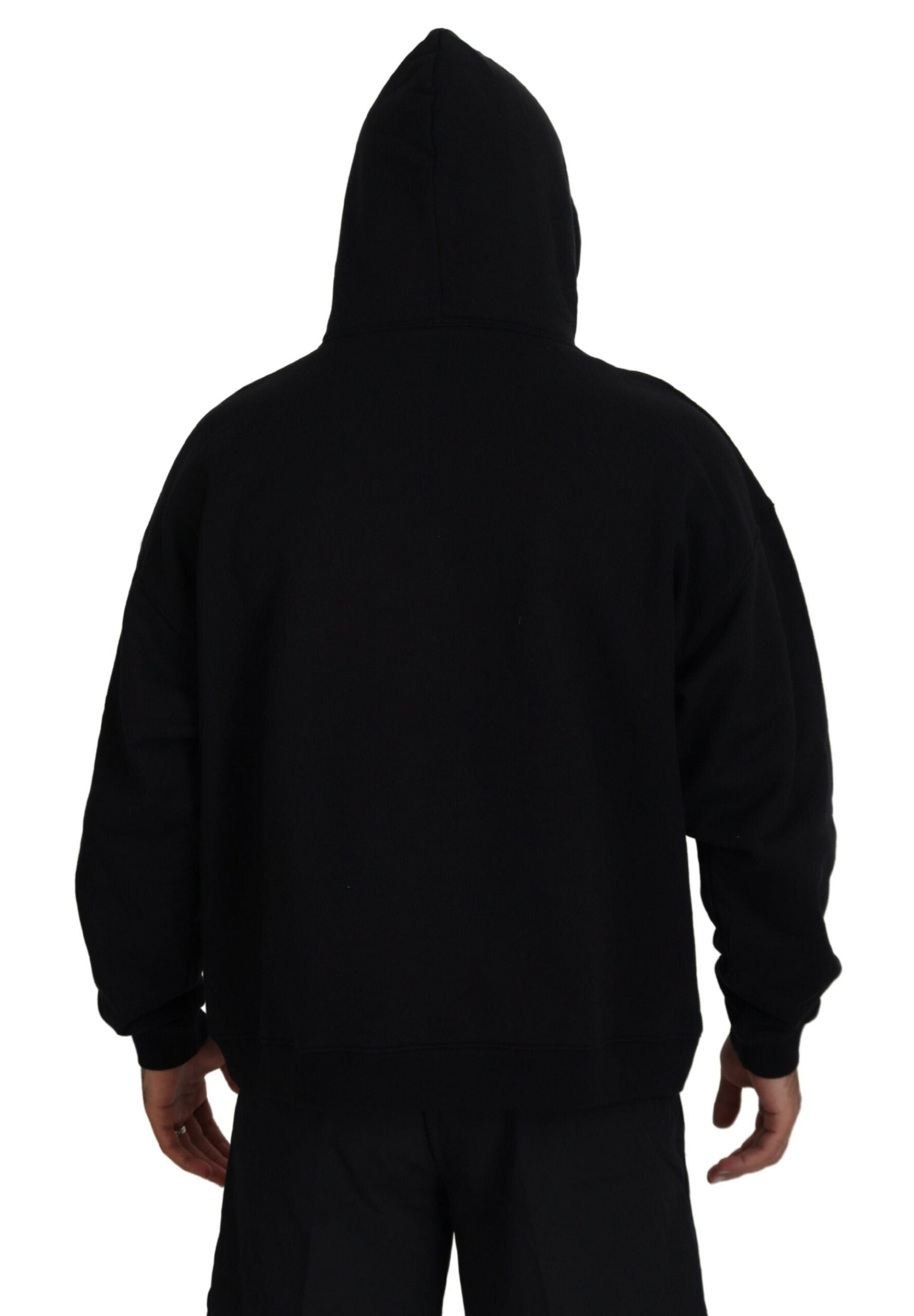 Dsquared² Black Cotton Hooded Printed Men Pullover Sweater by Dsquared²