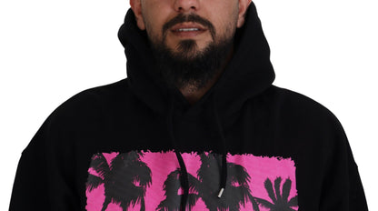 Dsquared² Black Cotton Hooded Printed Men Pullover Sweater by Dsquared²