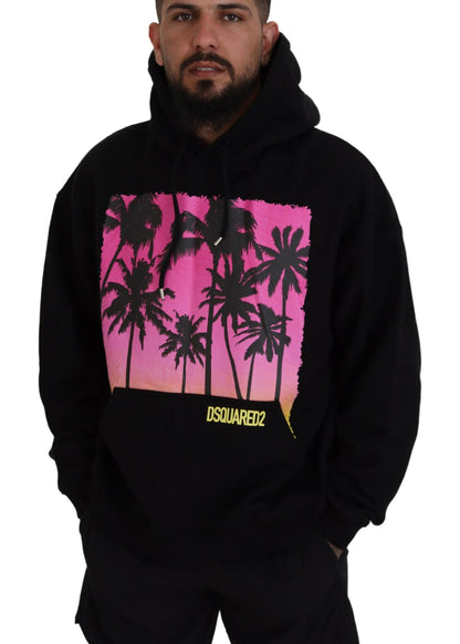 Dsquared² Black Cotton Hooded Printed Men Pullover Sweater by Dsquared²