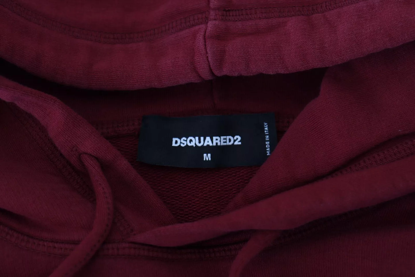 Dsquared² Maroon Cotton Tattered Hooded Printed Pullover Sweater by Dsquared²