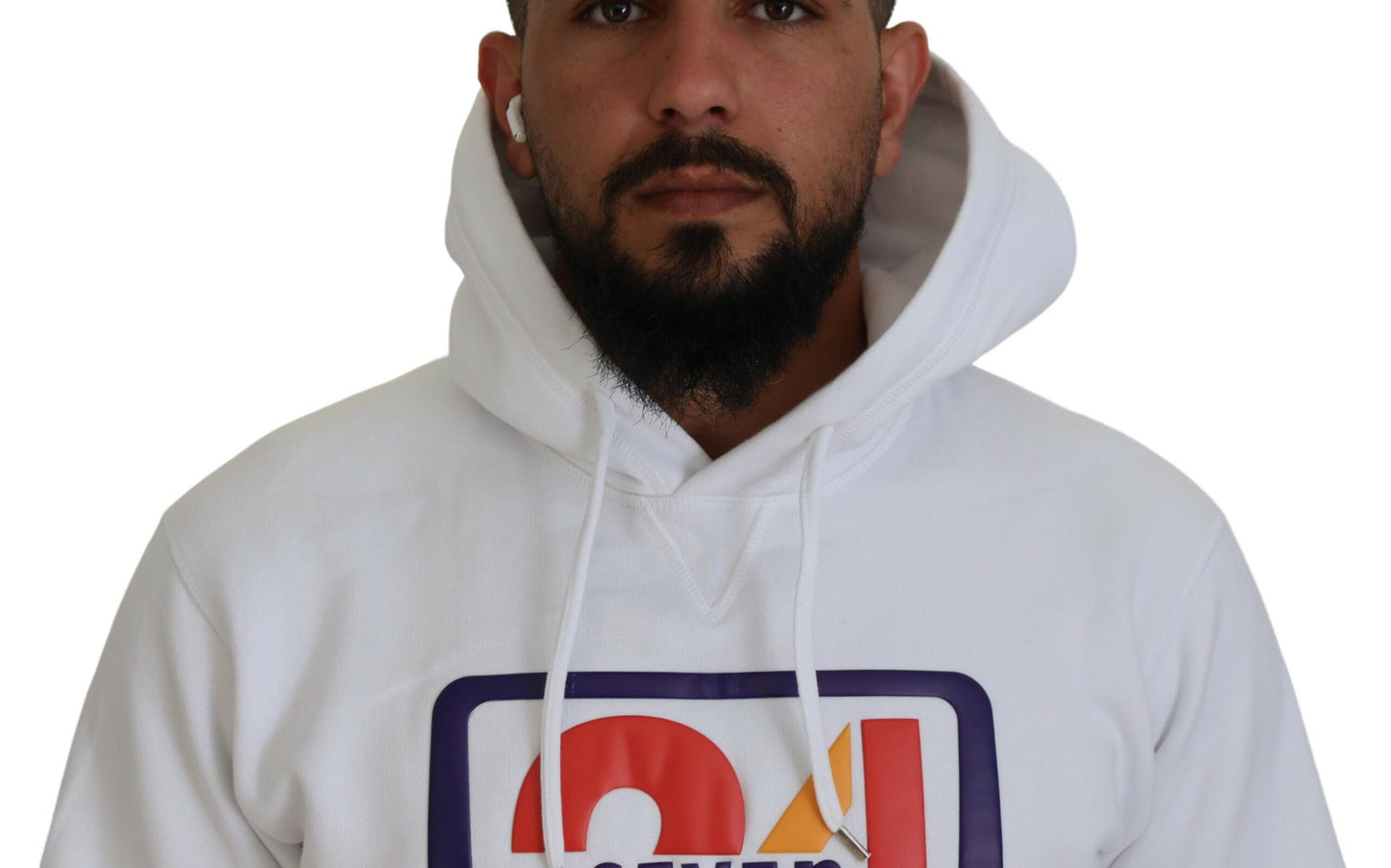Dsquared² White Cotton Hooded Printed Men Pullover Sweater by Dsquared²