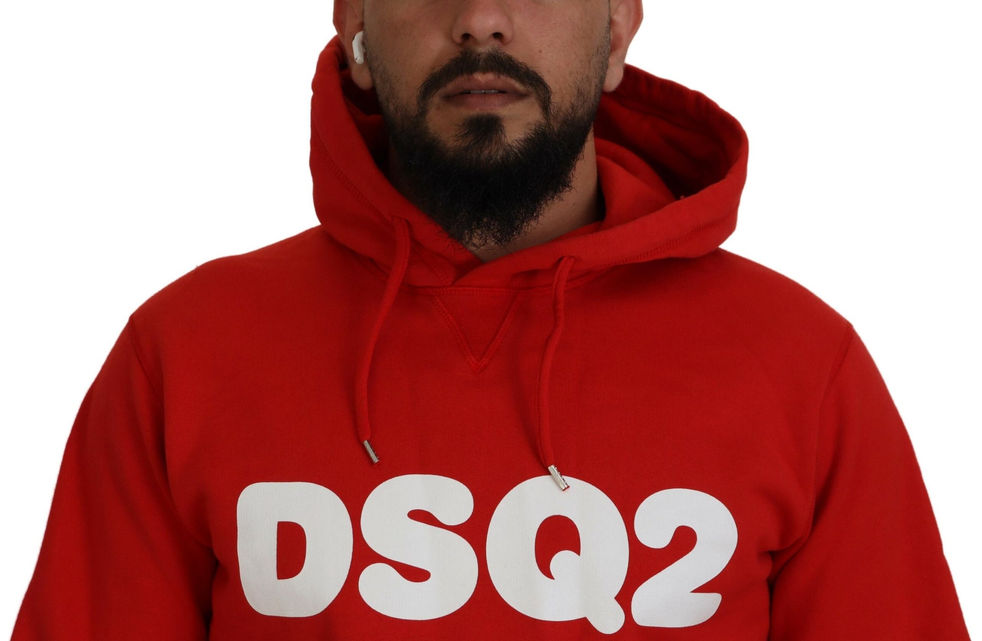 Dsquared² Red Cotton Hooded Printed Men Pullover Sweater by Dsquared²