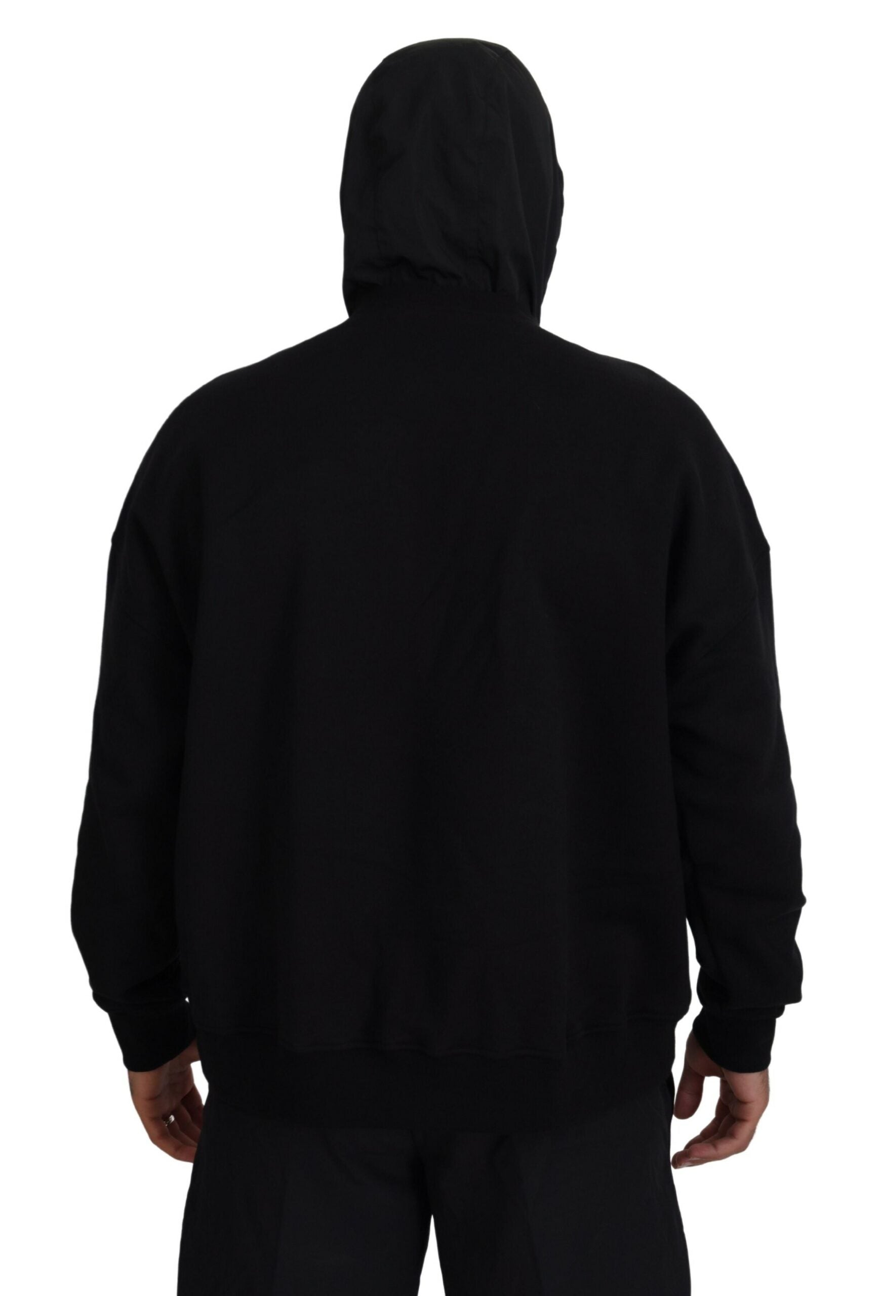 Dsquared² Black Cotton Hooded Printed Pullover Sweater by Dsquared²