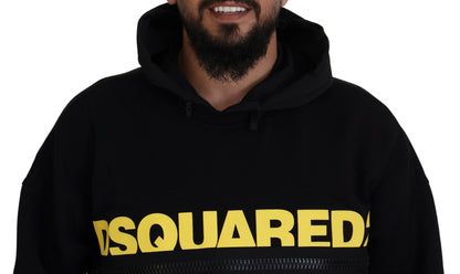 Dsquared² Black Cotton Hooded Printed Pullover Sweater by Dsquared²