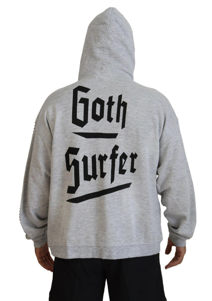 Dsquared² Gray Hooded Printed Crystal Embellishment Sweater by Dsquared²