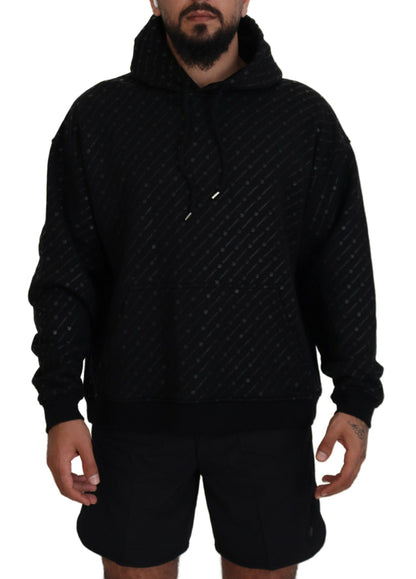 Dsquared² Black Cotton Hooded Printed Men Pullover Sweater by Dsquared²