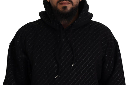 Dsquared² Black Cotton Hooded Printed Men Pullover Sweater by Dsquared²