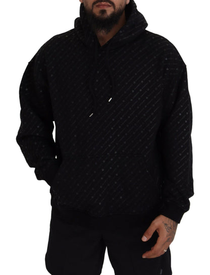Dsquared² Black Cotton Hooded Printed Men Pullover Sweater by Dsquared²