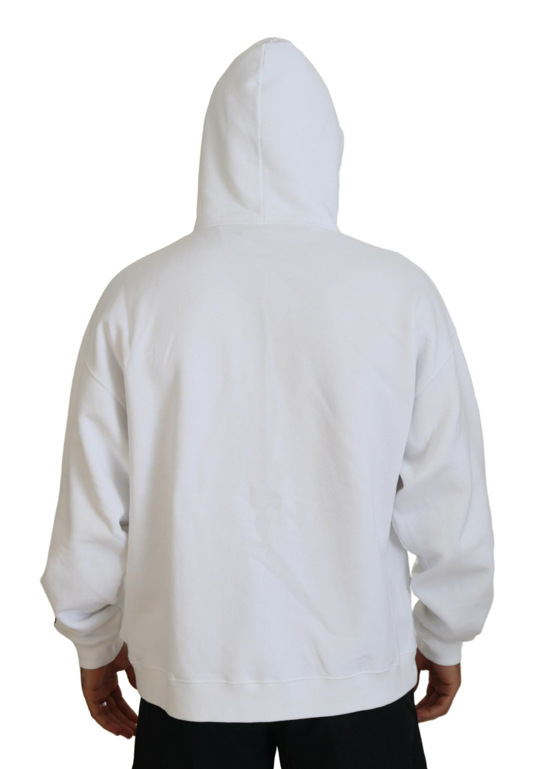 Dsquared² White Cotton Hooded Printed Men Pullover Sweater by Dsquared²