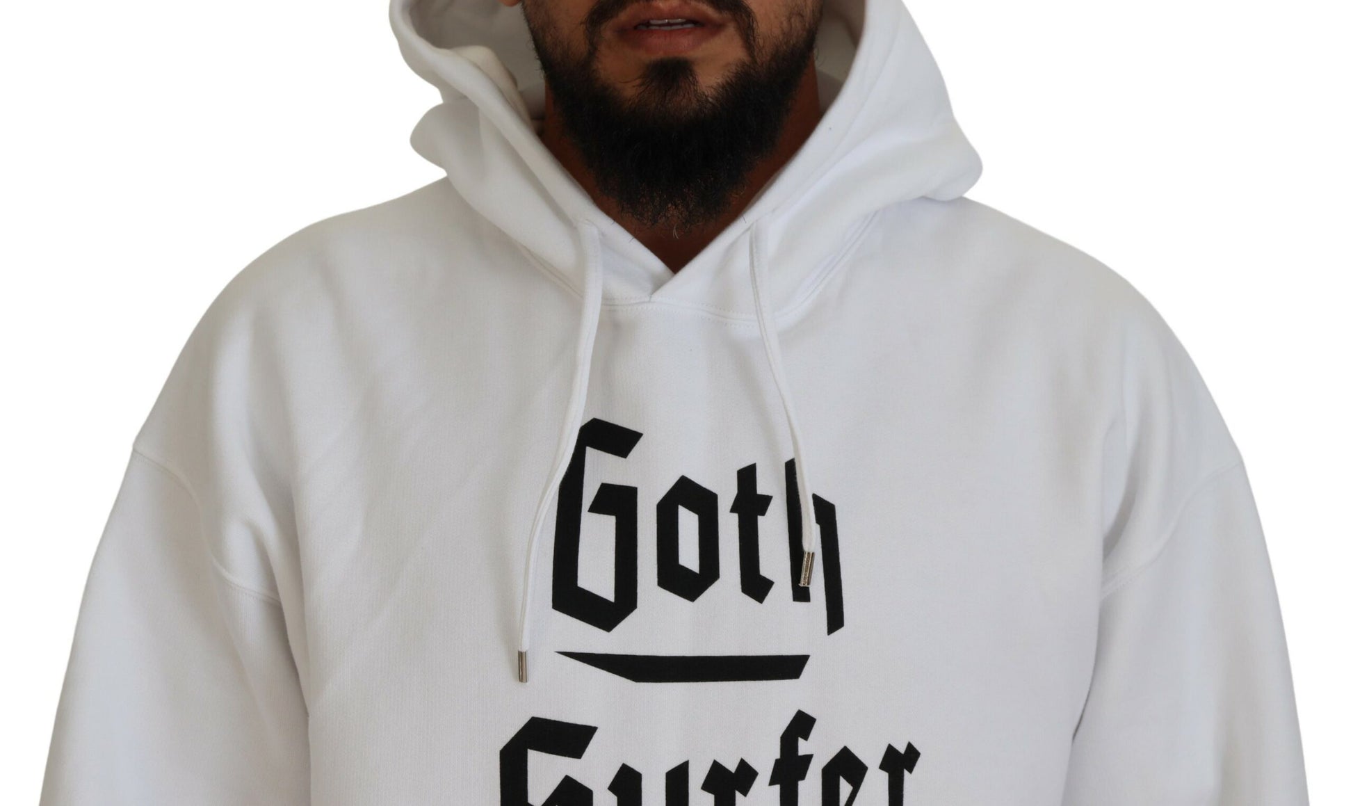 Dsquared² White Cotton Hooded Printed Men Pullover Sweater by Dsquared²
