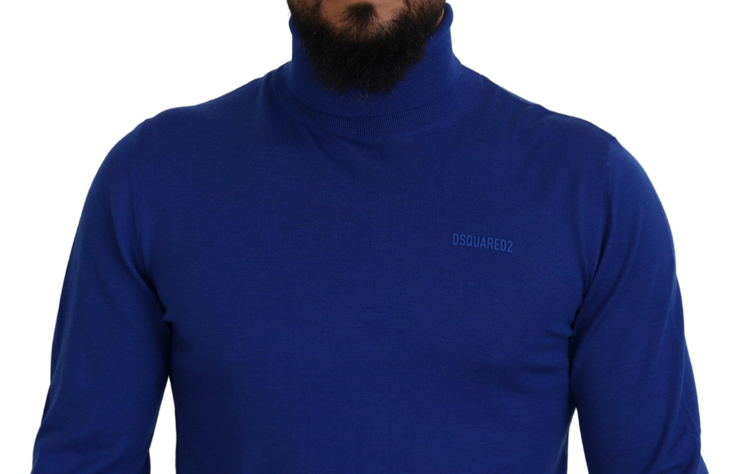Dsquared² Blue Logo Print Long Sleeves Turtle Neck Sweater by Dsquared²