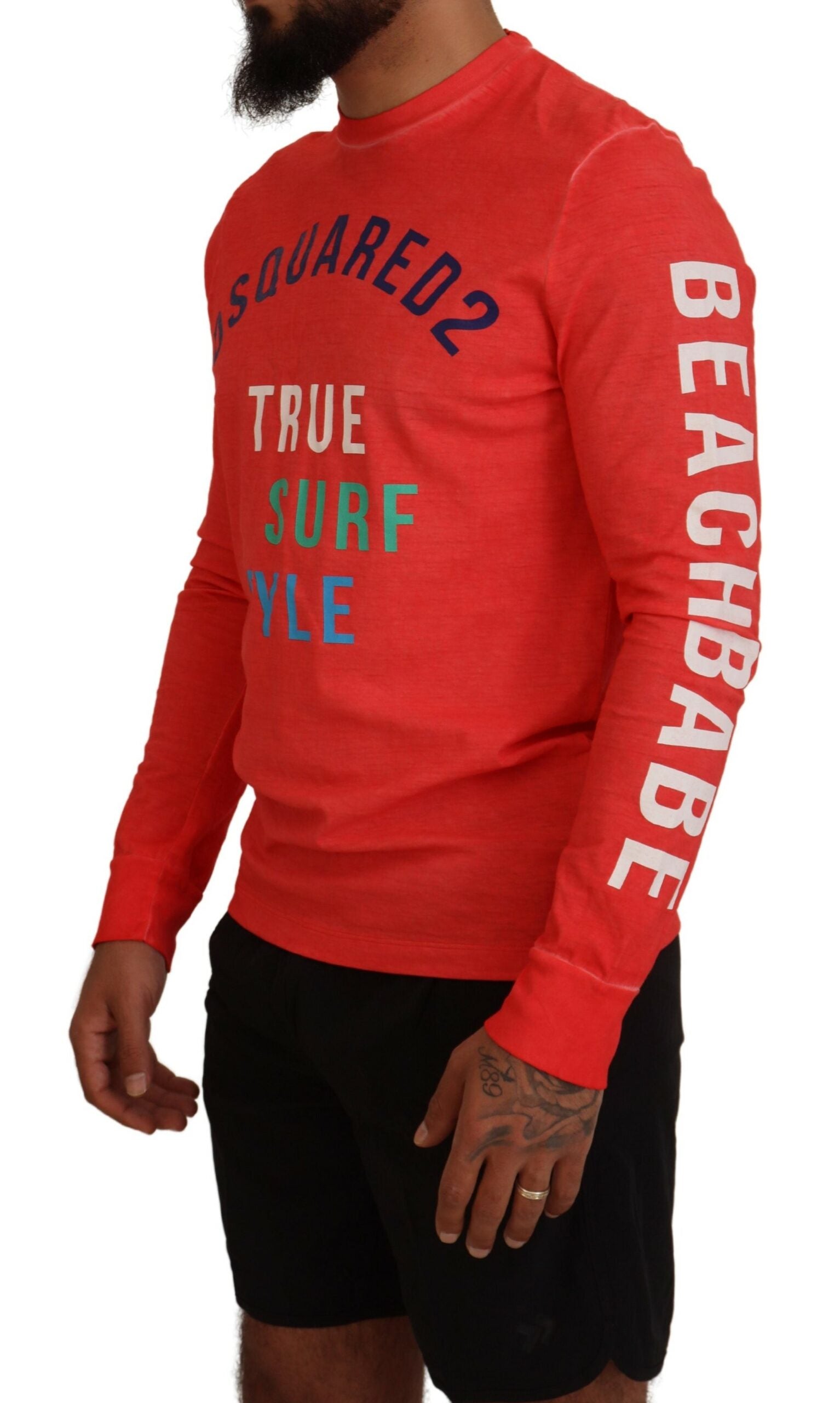 Dsquared² Orange Colorful Print Long Sleeves Top T-shirt by Dsquared²