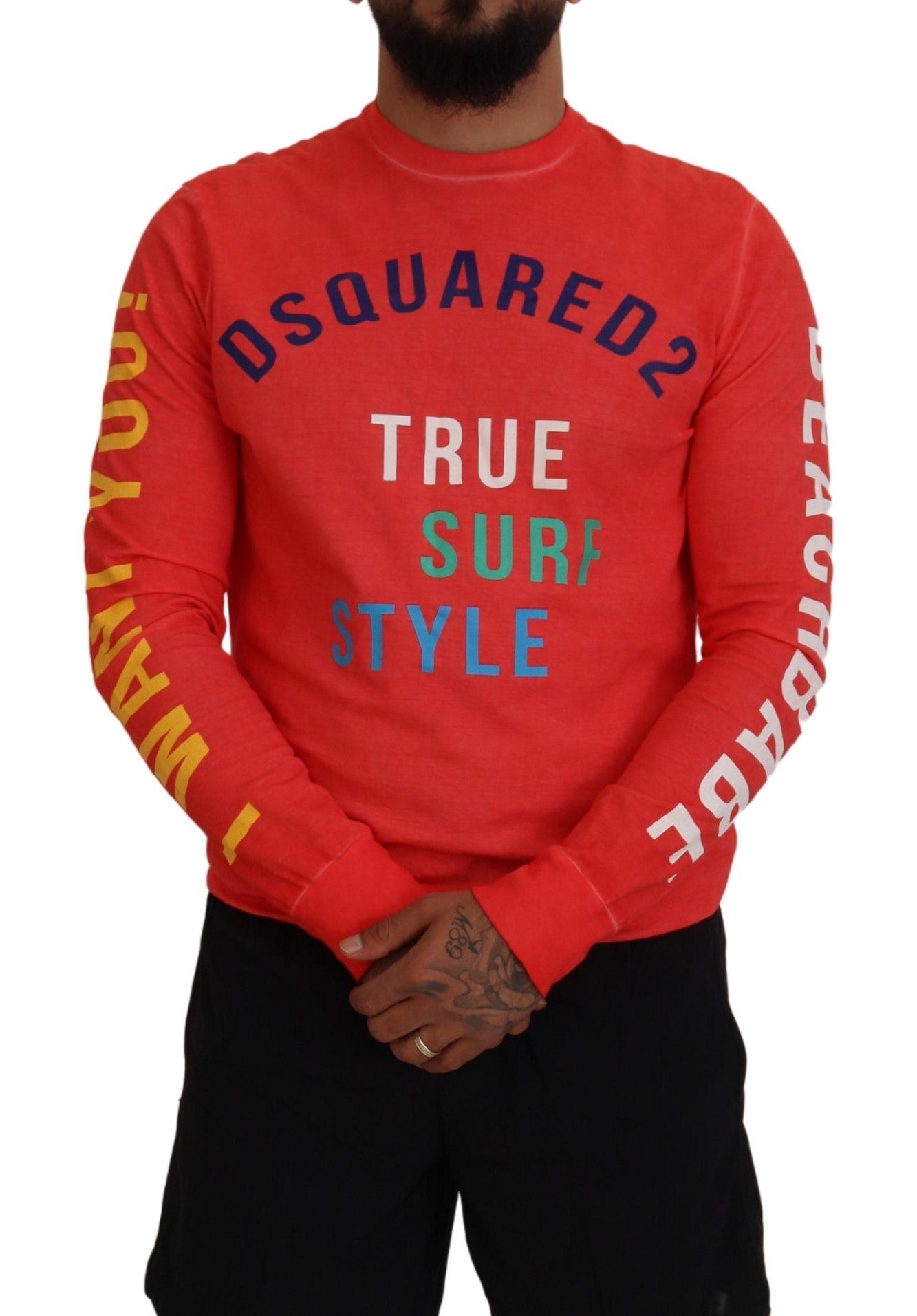 Dsquared² Orange Colorful Print Long Sleeves Top T-shirt by Dsquared²