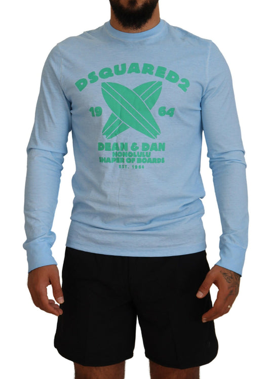 Dsquared² Light Blue Printed Long Sleeves Men Sweater by Dsquared²